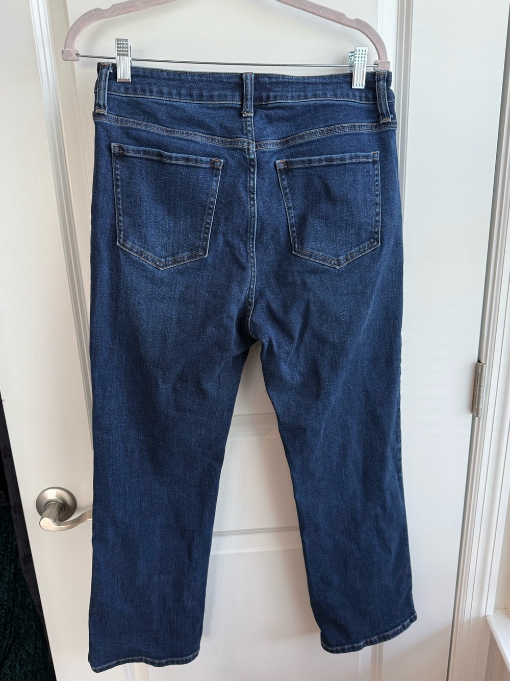 Quince Stretch High Rise Kick Flare Jeans size 31 Dark Wash Denim Casual - Picture 3 of 7